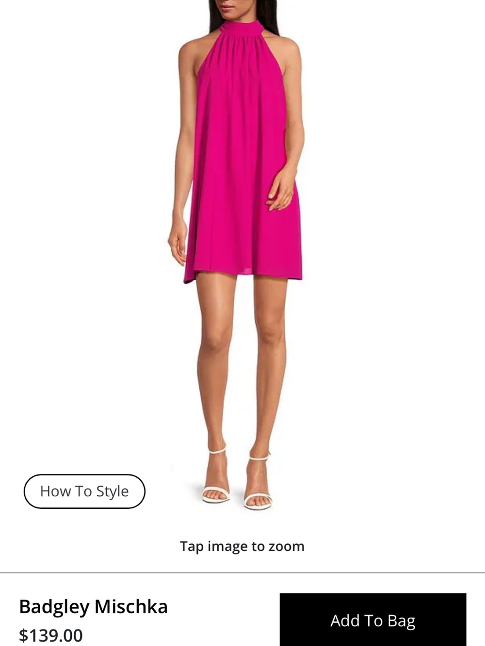 Belle Badgley Mischka Elise Georgette Turtleneck Sleeveless Back Tie Mini Dress